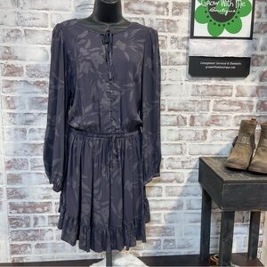 Z Supply Dark Gray Floral Long Sleeve Ruffle Dress